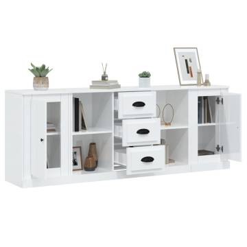 Sideboards 3 pcs High Gloss White Engineered Wood