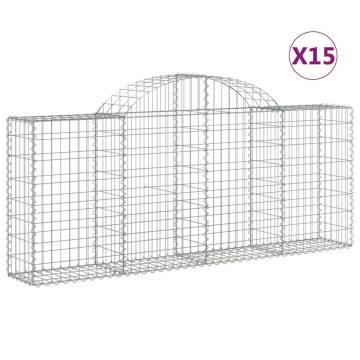 Arched Gabion Baskets 15 pcs 200x30x80/100 cm Galvanised Iron