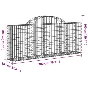 Arched Gabion Baskets 15 pcs 200x30x80/100 cm Galvanised Iron