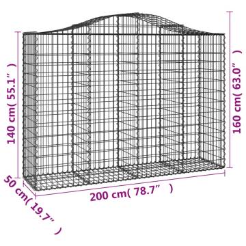 Arched Gabion Baskets 7 pcs 200x50x140/160 cm Galvanised Iron