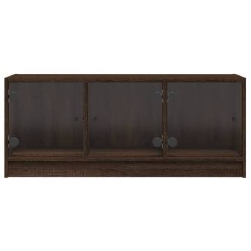 TV Cabinet with Glass Doors Brown Oak 102x37x42 cm