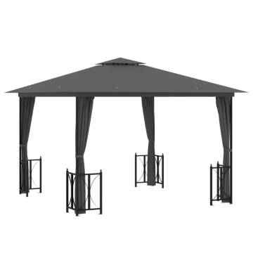 Gazebo with Sidewalls&Double Roofs 3x3 m Anthracite