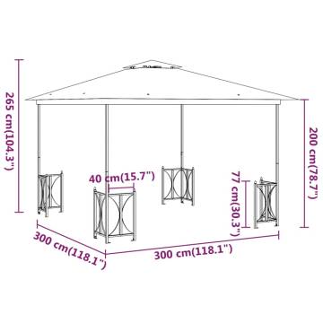 Gazebo with Sidewalls&Double Roofs 3x3 m Anthracite