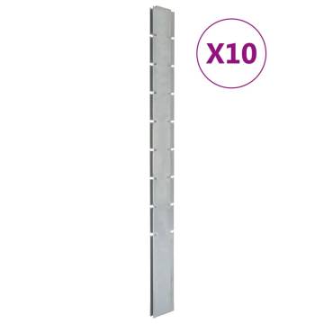 Garden Fence Posts 10 pcs Silver 220 cm Galvanised Steel