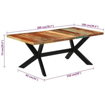 Dining Table 200x100x74 cm Solid Wood Reclaimed