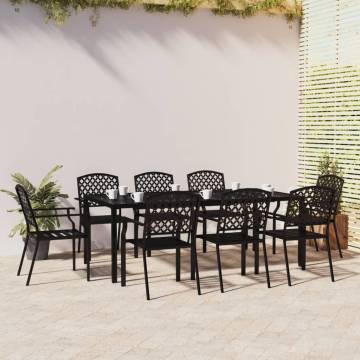 9 Piece Garden Dining Set Anthracite Steel