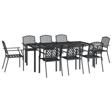 9 Piece Garden Dining Set Anthracite Steel