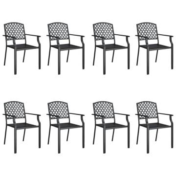 9 Piece Garden Dining Set Anthracite Steel