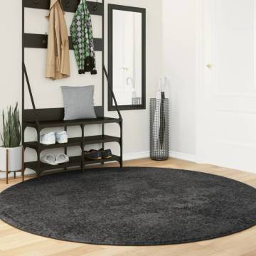 Shaggy Rug High Pile Modern Anthracite Ø 200 cm