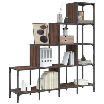 Bookcase Brown Oak 122x30x132 cm Engineered Wood and Metal