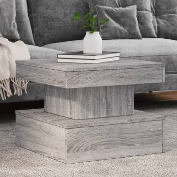 Coffee Table with LED Lights Grey Sonoma 50x50x40 cm