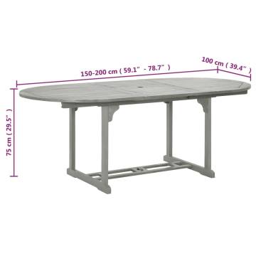 Garden Table Grey 200x100x75 cm Solid Acacia Wood