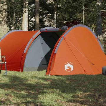 Camping Tent 4-Person Grey and Orange Waterproof