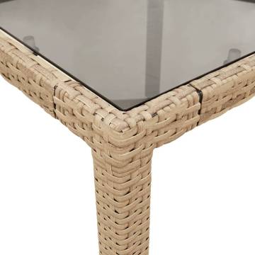 Garden Table with Glass Top Beige 190x90x75 cm Poly Rattan