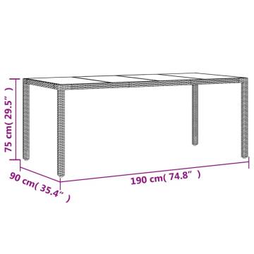 Garden Table with Glass Top Beige 190x90x75 cm Poly Rattan