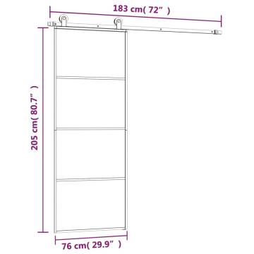 Sliding Door with Hardware Set 76x205 cm ESG Glass&Aluminium