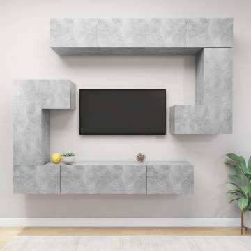 8 Piece TV Cabinet Set Concrete Grey Engineered Wood