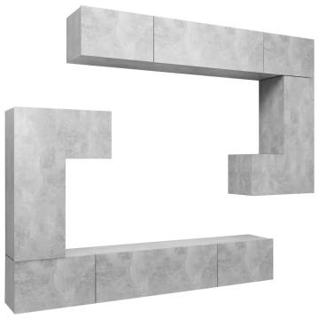 8 Piece TV Cabinet Set Concrete Grey Engineered Wood