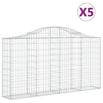 Arched Gabion Baskets 5 pcs 200x30x100/120 cm Galvanised Iron