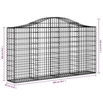 Arched Gabion Baskets 5 pcs 200x30x100/120 cm Galvanised Iron