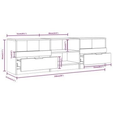 TV Cabinet Concrete Grey 150x33.5x45 cm Engineered Wood