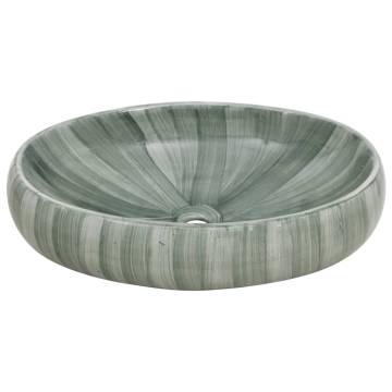 Countertop Basin Green Oval 59x40x15 cm Ceramic