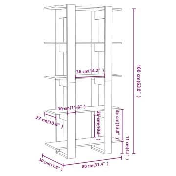 Book Cabinet/Room Divider Black 80x30x160 cm Engineered Wood