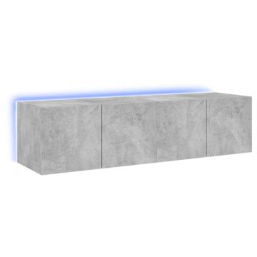 TV Wall Cabinets with LED Lights 2 pcs Concrete Grey 60x35x31 cm