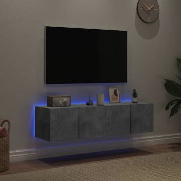 TV Wall Cabinets with LED Lights 2 pcs Concrete Grey 60x35x31 cm