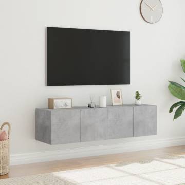 TV Wall Cabinets with LED Lights 2 pcs Concrete Grey 60x35x31 cm