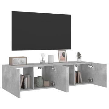 TV Wall Cabinets with LED Lights 2 pcs Concrete Grey 60x35x31 cm