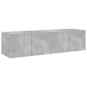 TV Wall Cabinets with LED Lights 2 pcs Concrete Grey 60x35x31 cm