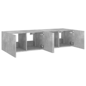 TV Wall Cabinets with LED Lights 2 pcs Concrete Grey 60x35x31 cm