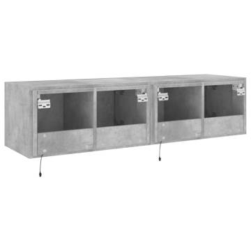 TV Wall Cabinets with LED Lights 2 pcs Concrete Grey 60x35x31 cm