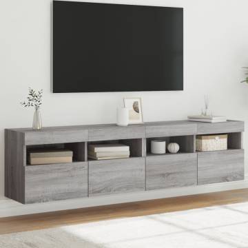 TV Wall Cabinets with LED Lights 2 pcs Grey Sonoma 80x30x40 cm