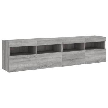 TV Wall Cabinets with LED Lights 2 pcs Grey Sonoma 80x30x40 cm