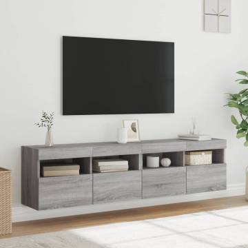 TV Wall Cabinets with LED Lights 2 pcs Grey Sonoma 80x30x40 cm