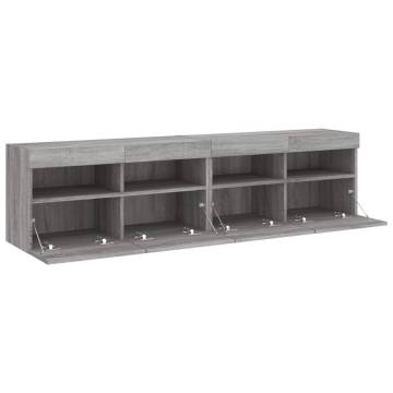 TV Wall Cabinets with LED Lights 2 pcs Grey Sonoma 80x30x40 cm