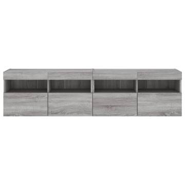 TV Wall Cabinets with LED Lights 2 pcs Grey Sonoma 80x30x40 cm