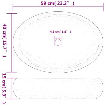 Countertop Basin Black Oval 59x40x15 cm Ceramic