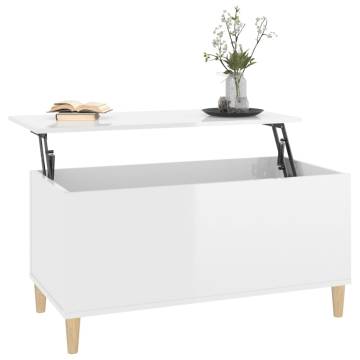 Coffee Table High Gloss White 90x44.5x45 cm Engineered Wood