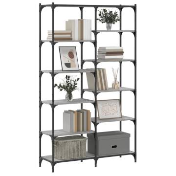 Bookshelf Grey Sonoma 100x32x170 cm Engineered Wood and Iron