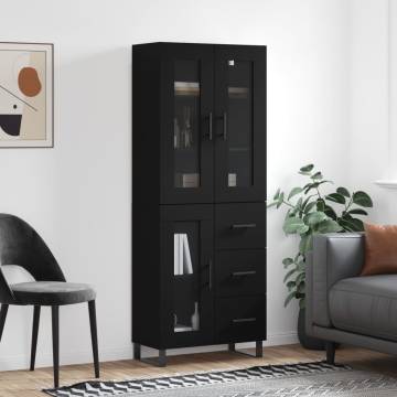 Highboard Black 69.5x34x180 cm Engineered Wood