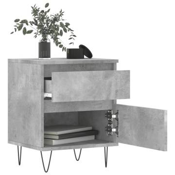 Bedside Cabinet Concrete Grey 40x35x50 cm Engineered Wood