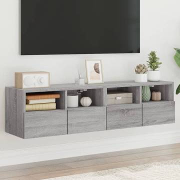 TV Wall Cabinets 2 pcs Grey Sonoma 60x30x30 cm Engineered Wood