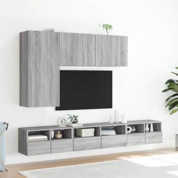 TV Wall Cabinets 2 pcs Grey Sonoma 60x30x30 cm Engineered Wood