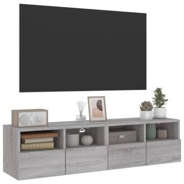 TV Wall Cabinets 2 pcs Grey Sonoma 60x30x30 cm Engineered Wood