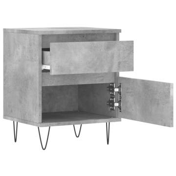 Bedside Cabinet Concrete Grey 40x35x50 cm Engineered Wood