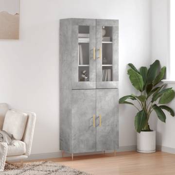 Highboard Concrete Grey 69.5x34x180 cm Engineered Wood