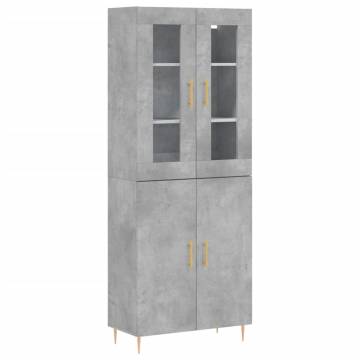 Highboard Concrete Grey 69.5x34x180 cm Engineered Wood